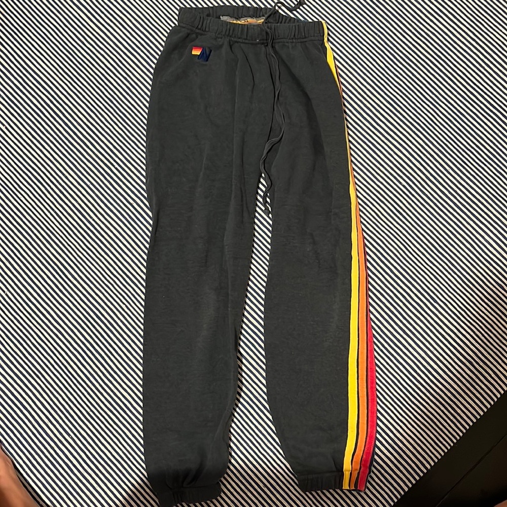 aviator nation xs 5 stripe sweatpants charcoal